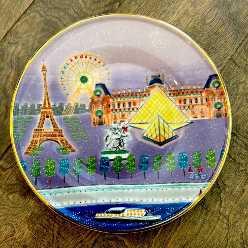 Anthropologie Holiday in the city Paris dessert plate 2023 new with tags